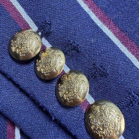 Lauren Ralph Lauren Women XL Stripe Blazer Jacket Gold Button Red White Blue EUC - Picture 7 of 12